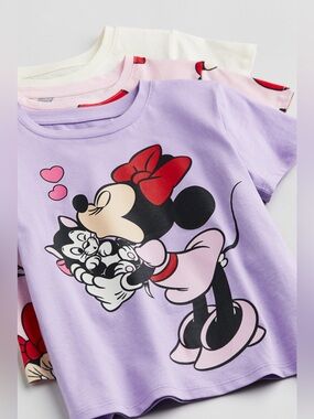 H&M Kids Disney Minnie Mouse Short Sleeve Cotton Jersey Shirts Tops Girls 5T/6